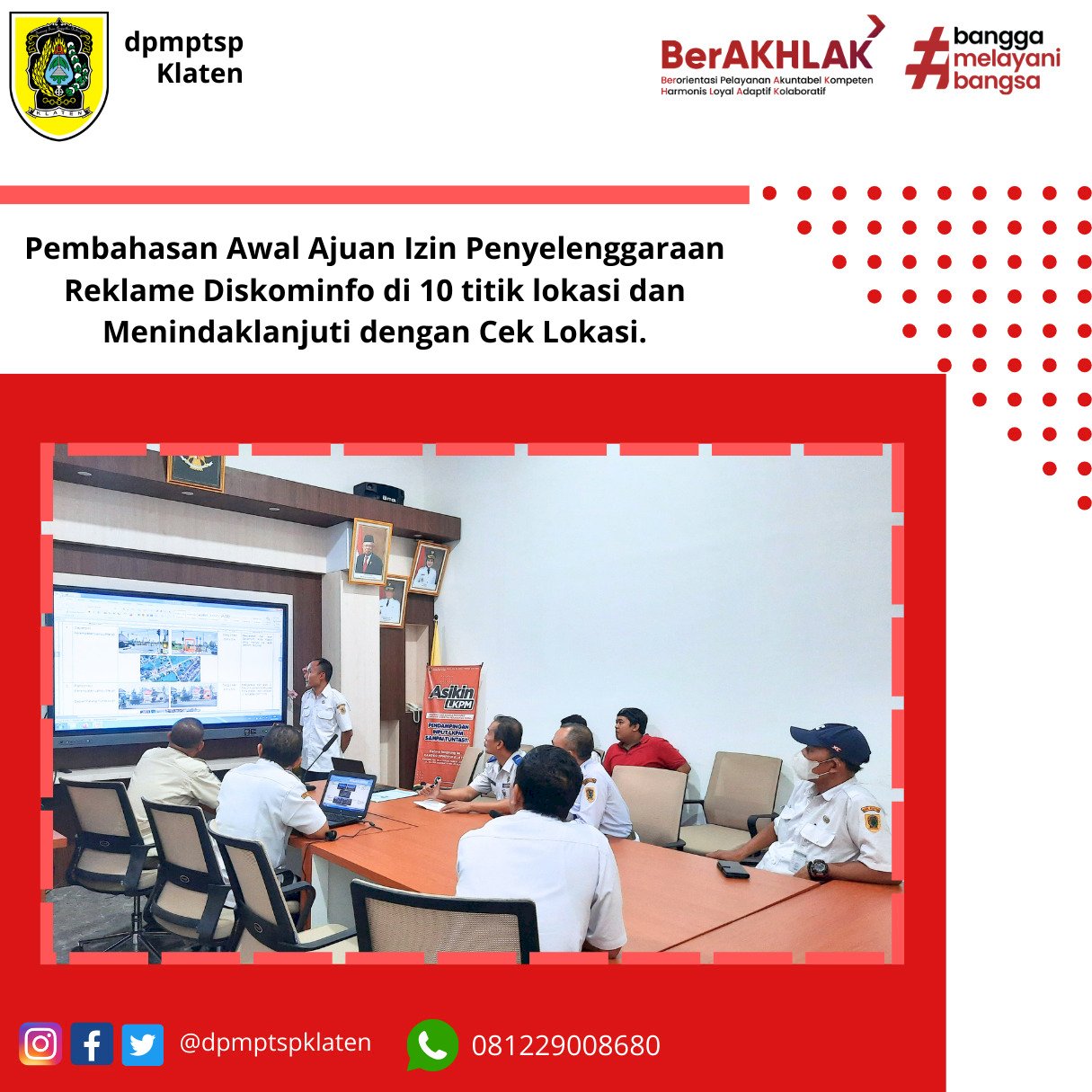 "Pembahasan Awal Ajuan Izin Penyelenggaraan Reklame Diskominfo di 10 Titik Lokasi dan Menindaklanjuti dengan Cek Lokasi"