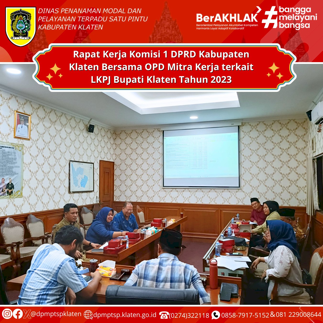 Rapat Kerja Komisi 1 DPRD Kabupaten Klaten Bersama OPD Mitra Kerja terkait LKPJ Bupati Klaten Tahun 2023