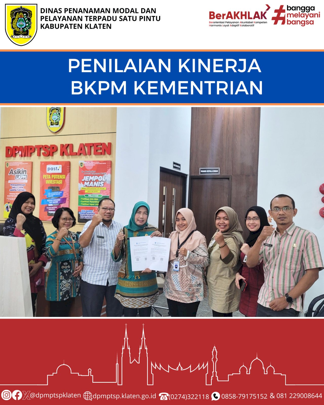 Dinas Penanaman Modal Dan Pelayanan Terpadu Satu Pintu (DPMPTSP) Kabupaten Klaten Melaksanakan Verivikasi lapangan Penilaian Kinerja Oleh BKPM Kementrian.