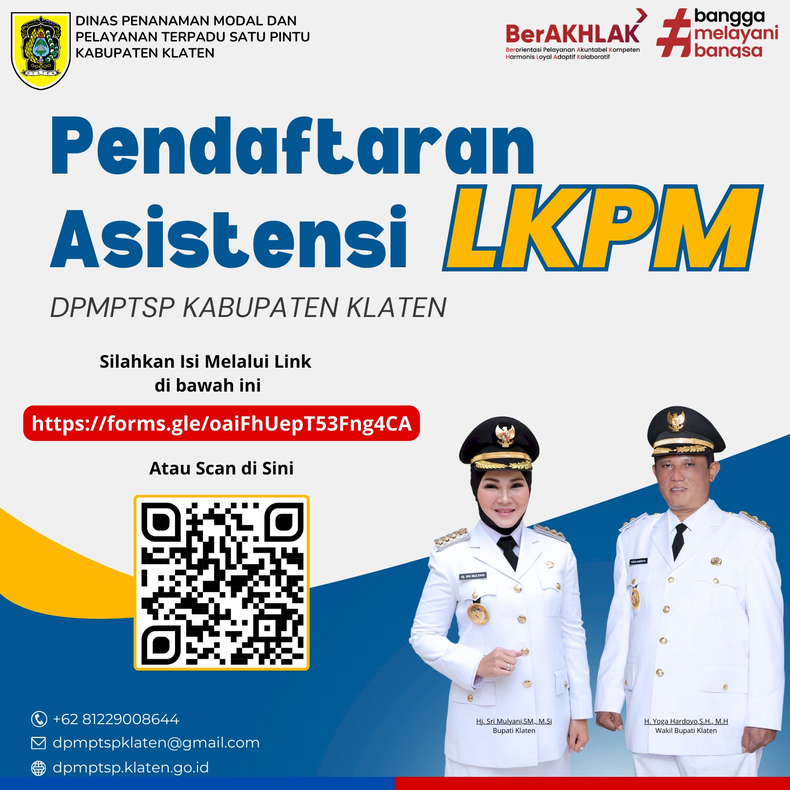 Yuk, Daftarkan Asistensi LKPM DPMPTSP Kabupaten Klaten. Siliahkan Isi Melalui Link di bawah ini.