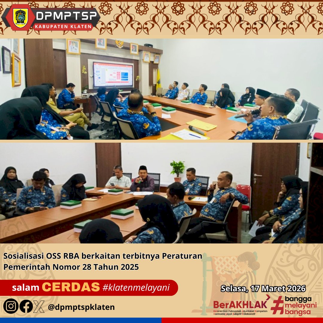 Sosialisasi OSS RBA berkaitan terbitnya Peraturan Pemerintah Nomor 28 Tahun 2025