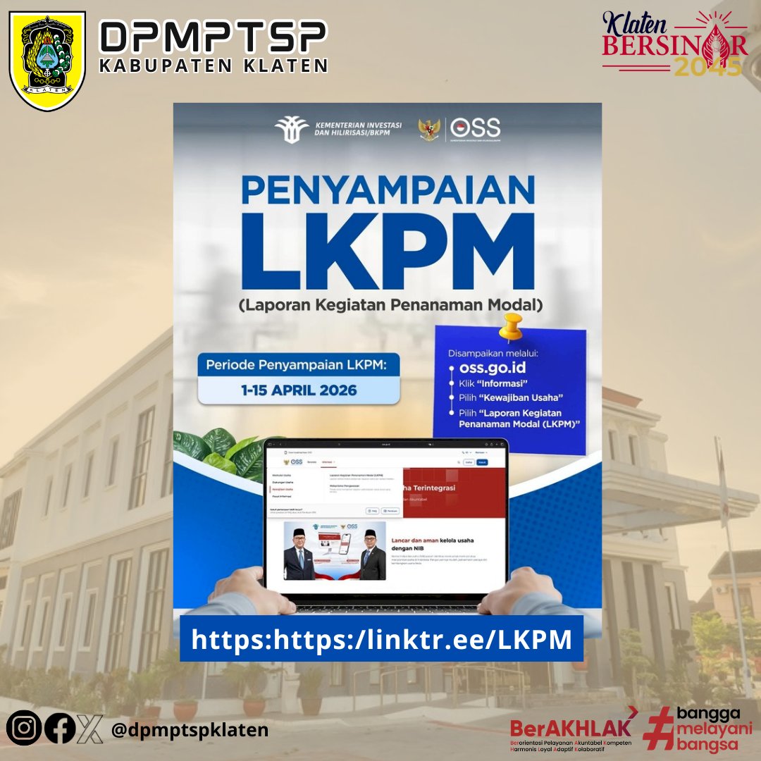 Laporan Kegiatan Penanaman Modal (LKPM) Triwulan I Tahun 2026