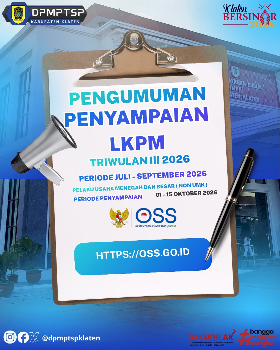 Laporan Kegiatan Penanaman Modal (LKPM) Triwulan III Tahun 2026